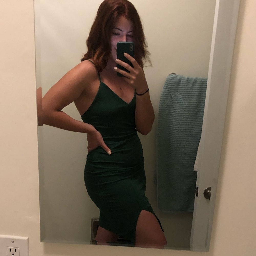 Elegant Green Strappy V neck  Dress